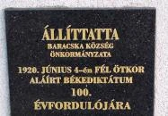 Trianon emlékmű Baracska