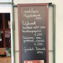 Vadász Betérő, Tényő - Étlap/itallap