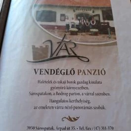Vár Vendéglő Sárospatak - Étlap/itallap