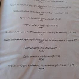 Vár Vendéglő Sárospatak - Étlap/itallap