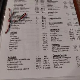 Vén Gesztenye Csárda, Rábahídvég - Étlap/itallap