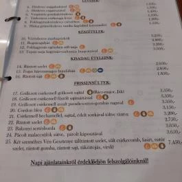 Vén Gesztenye Csárda, Rábahídvég - Étlap/itallap