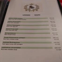 Vidróczki Csárda Budapest - Étlap/itallap