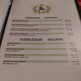 Vidróczki Csárda Budapest - Étlap/itallap