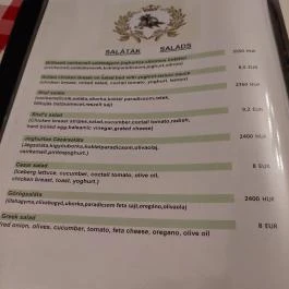 Vidróczki Csárda Budapest - Étlap/itallap
