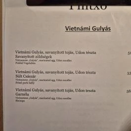 Vietnámi Gulyás, Budapest - Étlap/itallap