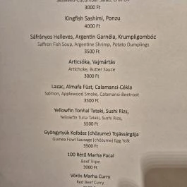 Vietnámi Gulyás, Budapest - Étlap/itallap