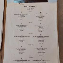 Vin.Vin Bartok Boulevard Budapest - Étlap/itallap