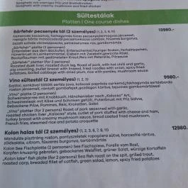 Vino Étterem, Panzió és Pinceklub , Izsák - Étlap/itallap