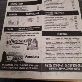 Vöröskő Vendéglő és Pizzéria Söjtör - Étlap/itallap