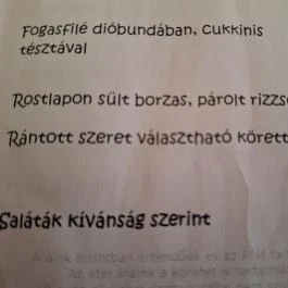 Vulcano Étterem Mesteri - Étlap/itallap