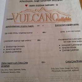 Vulcano Étterem Mesteri - Étlap/itallap