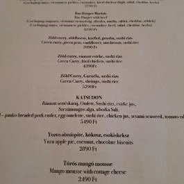 Zen Eatery Budapest - Étlap/itallap