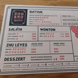 Zhu & Co, Budapest - Étlap/itallap