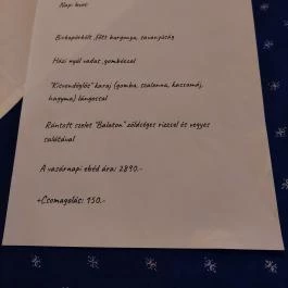 Zöldkert Vendéglő, Harkány - Étlap/itallap