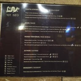 101 Neo Budapest - Étlap/itallap