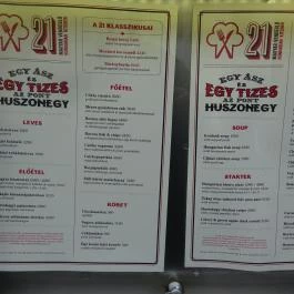 21 Magyar Vendéglő, Budapest - Étlap/itallap