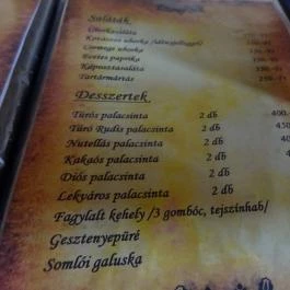 Abasári Terasz, Abasár - Étlap/itallap