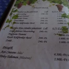 Abasári Terasz, Abasár - Étlap/itallap