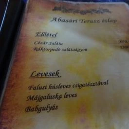Abasári Terasz, Abasár - Étlap/itallap