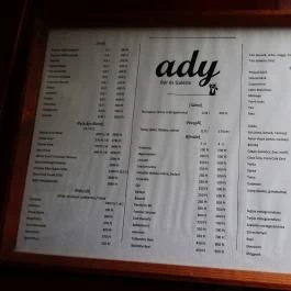 Ady Bár & Galéria, Székesfehérvár - Étlap/itallap