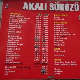 Akali Söröző Budapest - Étlap/itallap