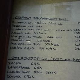 Andersen 1 Pub - Krúdy utca Budapest - Étlap/itallap