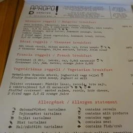 Apropó Budapest - Étlap/itallap