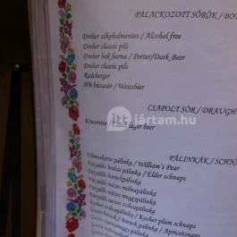 Aranypince Étterem & Pálinkaház Budapest - Étlap/itallap