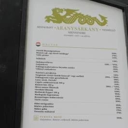 Aranysárkány Vendéglő Szentendre - Étlap/itallap