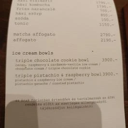 Artizán Pékség - Óbuda Budapest - Étlap/itallap