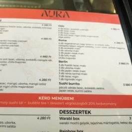 Aura By Hanami Budapest - Étlap/itallap