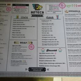 Azteca Tex-Mex Étterem Budapest - Étlap/itallap