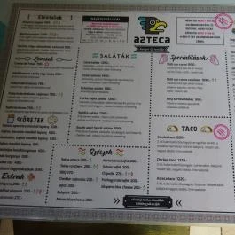 Azteca Tex-Mex Étterem Budapest - Étlap/itallap