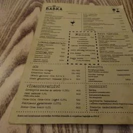 Babka Budapest - Étlap/itallap