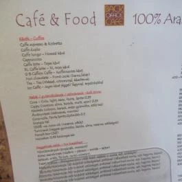 Back Office Cafe Budapest - Étlap/itallap