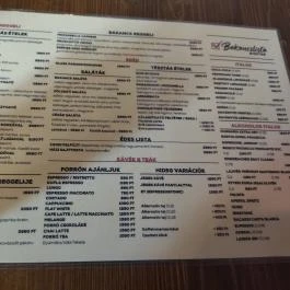 Bakancslista Bisztró Budapest - Étlap/itallap