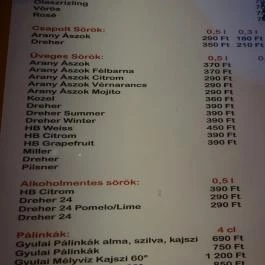 Bakegér Borozó Budapest - Étlap/itallap