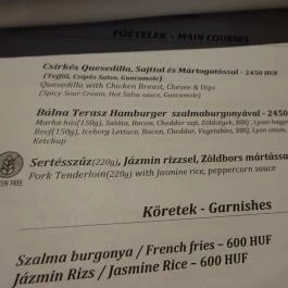 Bálna Bisztró Budapest - Étlap/itallap