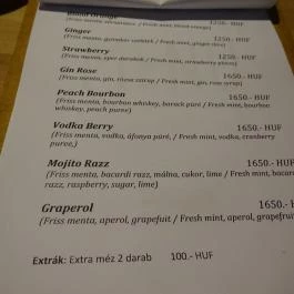 Bálna Bisztró Budapest - Étlap/itallap