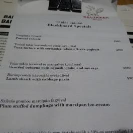 Baltazár Budapest Bár & Grill Budapest - Étlap/itallap