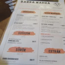 Bamba Marha Burger - Astoria Budapest - Étlap/itallap