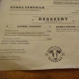 Bamba Marha Burger Oktogon Budapest - Étlap/itallap
