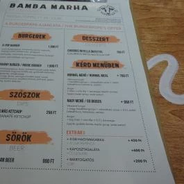 Bamba Marha Burger - Haris köz Budapest - Étlap/itallap