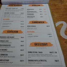 Bamba Marha Burger - Haris köz Budapest - Étlap/itallap