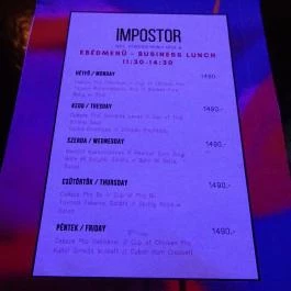 Baotiful & Impostor, Budapest - Étlap/itallap