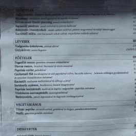 Barack & Szilva Étterem Budapest - Étlap/itallap