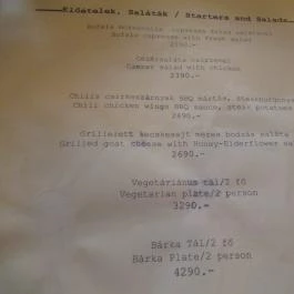BárKA Borbár Budapest - Étlap/itallap