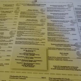 Baross Étterem Budapest - Étlap/itallap