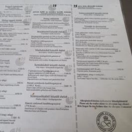 Baross Étterem & Kávéház, Budapest - Étlap/itallap